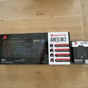New. iBuyPower Ares M2 RGB Gaming Keyboard And Mouse Set Black with Lights NWT.